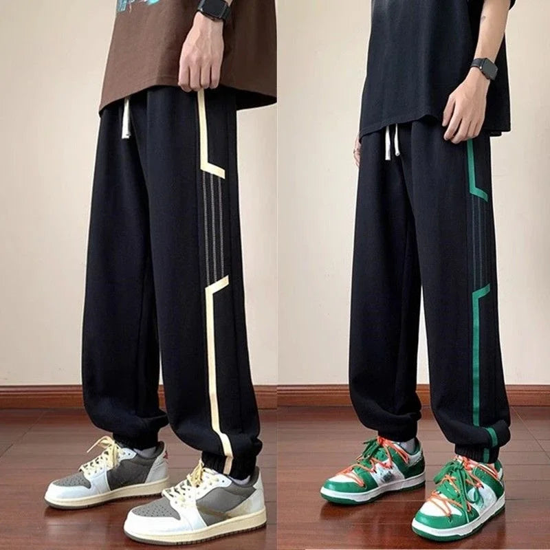 Aidase Trousers Sweatpants for Men Goth Thin Summer Striped Man Sports Pants Harem Gym Flated New in Sport Jogger Big Tall Long Joker aidase-shop
