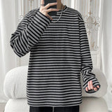 AIDASE  -  Spring Autumn Striped T-Shirts Men Round Neck Long Sleeve Loose Casual Tshirt Male Streetwear Tees Fashion Tops Plus Size aidase-shop
