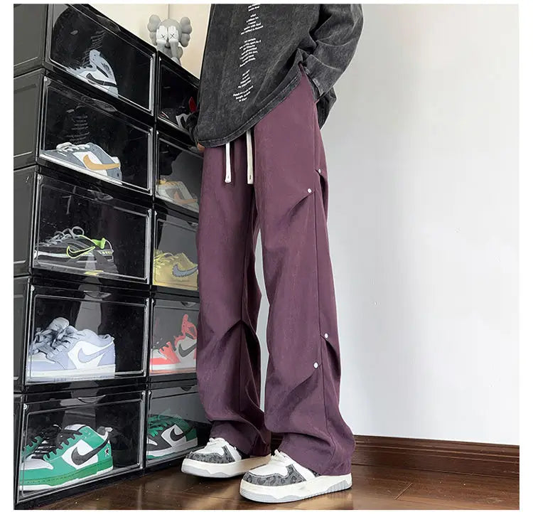 AIDASE  -  Men's Summer Thin Fashion Brand American Vibe Pants Loose Straight Wide-leg Casual Trousers aidase-shop