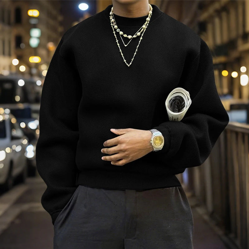 AIDASE  -  Men Hoodies O-neck Long Sleeve Streetwear Loose Casual Male Sweatshirts 2025 Fashion Solid Color Men Clothing Pullovers aidase-shop