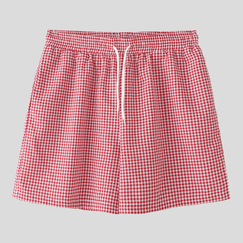 AIDASE  -  Men Plaid Sets Summer Vacation Streetwear Lapel Short Sleeve Shirt & Shorts 2PCS 2025 Loose Fashion Men's Casual Suits aidase-shop