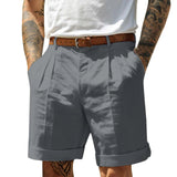 AIDASE  -  Men'S Cotton And Linen Shorts Fashion Casual Solid Color Sexy Elastic Waist Half Length Pants Slim Fit Street Beach Wear aidase-shop
