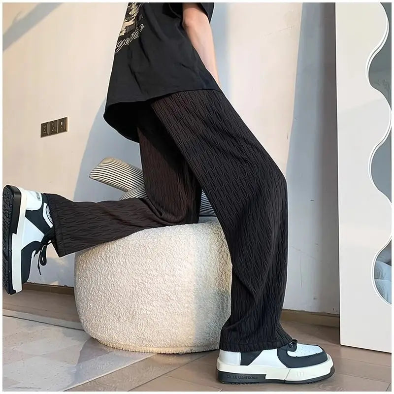 AIDASE  -  Men's Clothing Slim Straight Pants New Black White Casual Trendy Versatile Bad Boy Fashion Office Ready Trousers aidase-shop