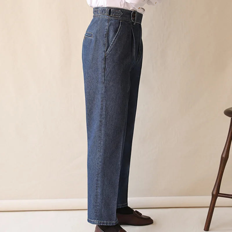 Aidase High Quality Men High Grade Casual Straight Tube Loose Washed Pant High Quality Jeans Men Dress Trouser Straight Leg Pant Naples aidase-shop