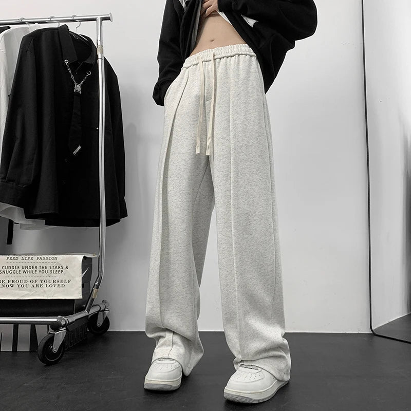 AIDASE  -  Autumn New Men's Sports Sweatpants Trendy Loose Casual Versatile Straight-leg Trousers Solid Color Drawstring Pants 21E7519 aidase-shop