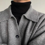 AIDASE  -  Mens Retro Solid Color Lapel Y2k Cardigan Sweater Autumn And Winter Street Fashion Trend Lazy Style Knitted Sweater Jacket Men aidase-shop