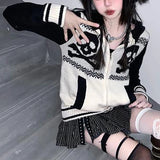 AIDASE  -  Sweaters Skull Hooded Zip Up Harajuku Pullover Women Winter Knitwear Pattern Oversized Streetwear Lovers Top 2000s Clothes Y2k aidase-shop