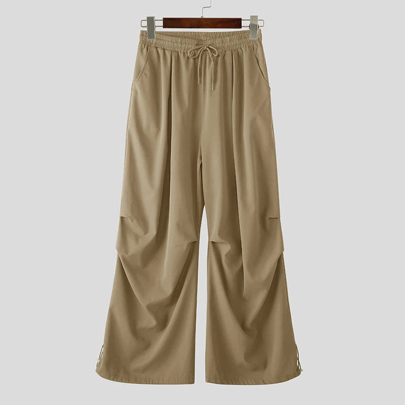 AIDASE  -  Men Cargo Pants Solid Color Drawstring Joggers Loose Casual Trousers Men Streetwear 2025 Fashion Male Long Pants S-5XL aidase-shop