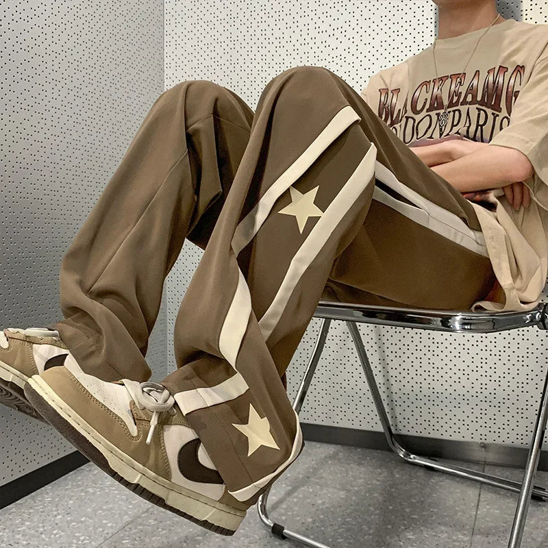 Aidase Y2K Star Sweatpants Men Black Sports Pants Wide Leg Trousers Male Japanese Streetwear Hip Hop Graphic Loose Casual aidase-shop