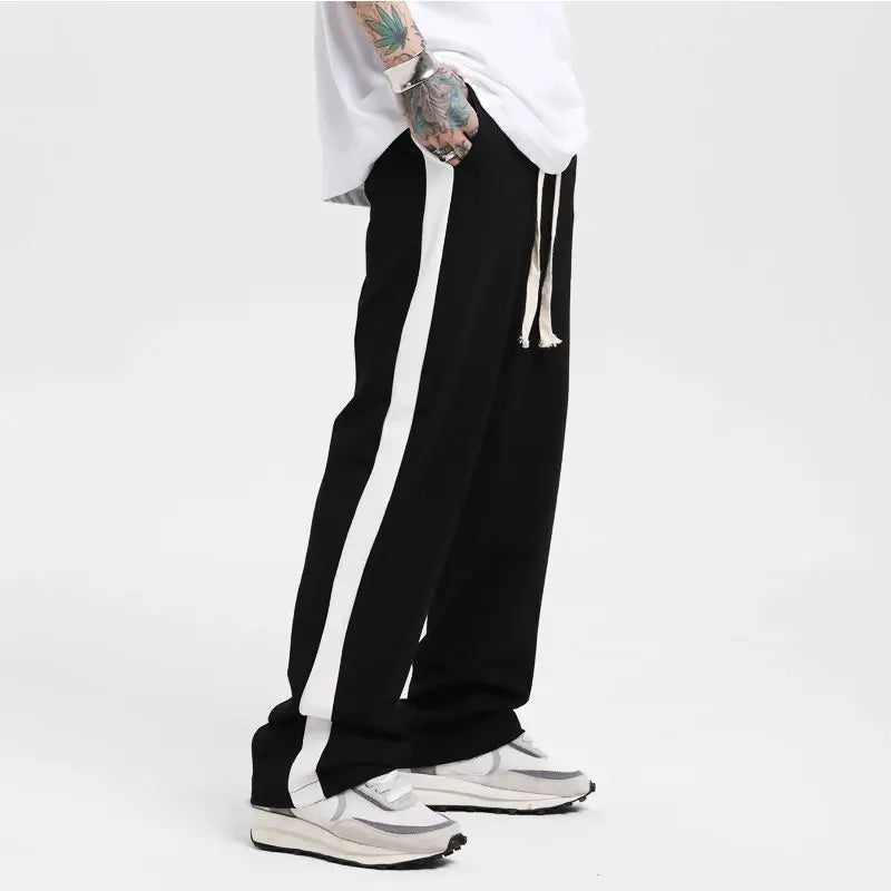 Aidase Korean Fashion Men Clothing Harajuku Straight Pants Spring Autumn New Streetwear Casual Contrast Striped Loose Wide Leg Trousers aidase-shop