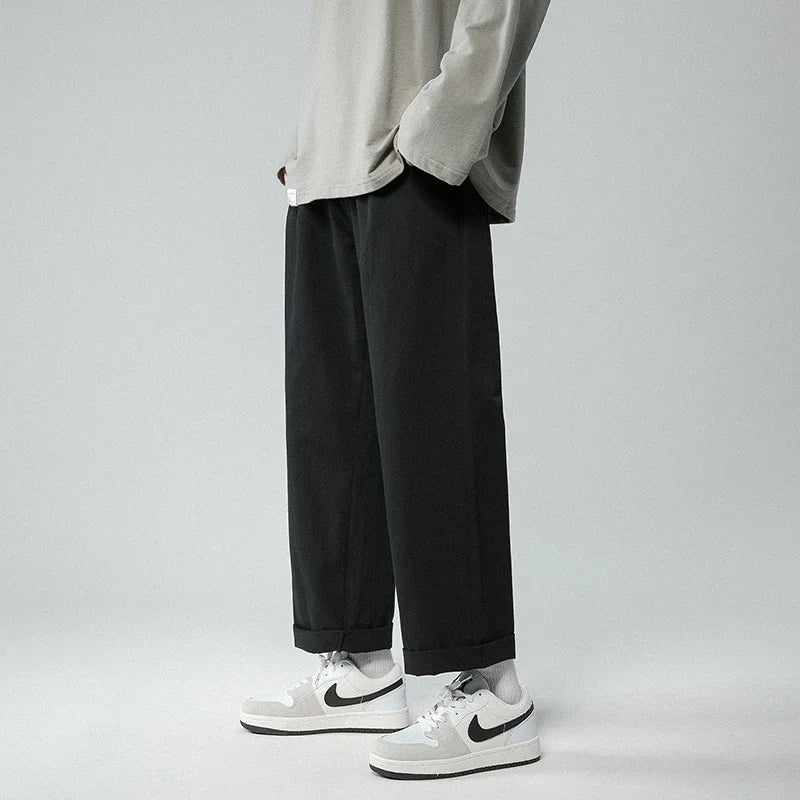 Aidase Men's Pants Retro Ankle Length Casual Cotton Pant Male Elastic Waist Loose Pant Man aidase-shop