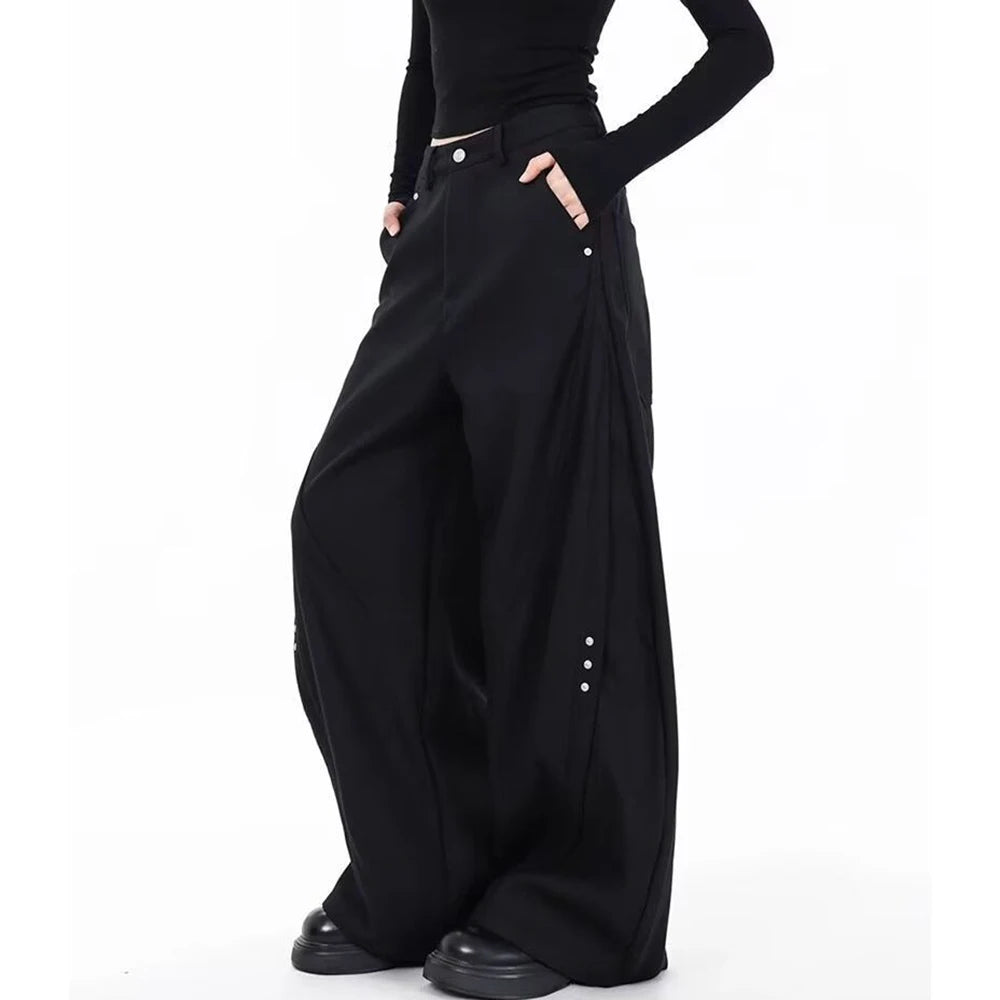 AIDASE  -  Summer New Men's Scimitar Solid Color Trousers American Retro Fashion Trend Street Casual Loose Simple Niche Men's Bottoms aidase-shop