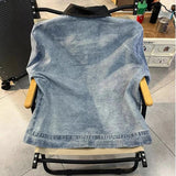 AIDASE  -  Men's Clothing Vintage Letter Zipper Denim Jacket Men's Spring And Fall Design Lapel Washed Biker Jacket Outerwears Coats Y2k aidase-shop