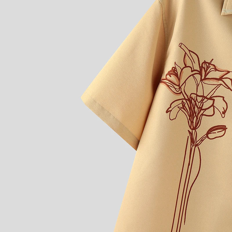 AIDASE  -  Men Shirt Summer Printing Vacation Oversize Lapel Short Sleeve Men Clothing Streetwear 2025 Fashion Casual Tops Men aidase-shop