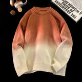 AIDASE  -  New Fashion Male Sweater Round Neck Knitted Gradient Contrast Color Design Long Sleeve Casual Pullovers Menswear 21E7029 aidase-shop