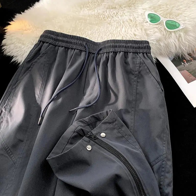 Aidase American Vibe Style Zipper Overalls Men in Spring Autumn High Street Japanese Wide-leg Fashion Trend Loose Straight Casual Pants aidase-shop