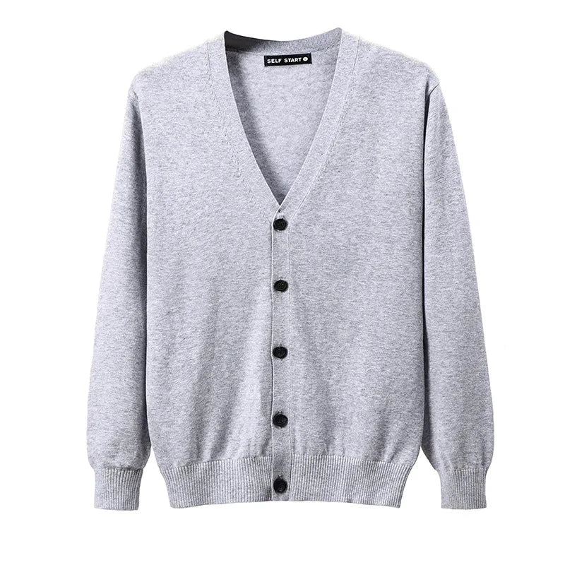 AIDASE  -  M-4XL Autumn Men's Knitted Cardigan Thin V-neck Basic Elastic Slim Fit Thin Sweater Solid Color Casual Versatile Coat aidase-shop