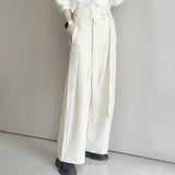 AIDASE  -  Summer New Men's Solid Color Ribbon Suit Trousers American Fashion Trend High Street Loose Casual Breathable Men's Bottoms aidase-shop