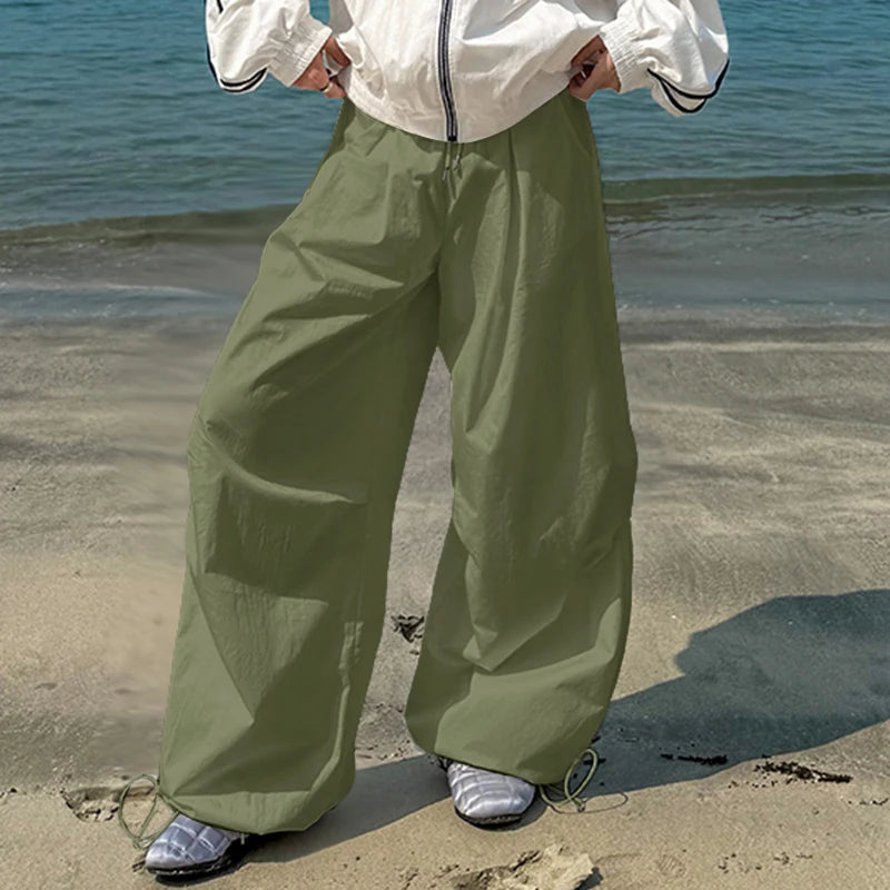 AIDASE  -  Men Cargo Pants Solid Color Drawstring Joggers Loose Casual Trousers Men Streetwear 2025 Fashion Male Long Pants S-5XL aidase-shop