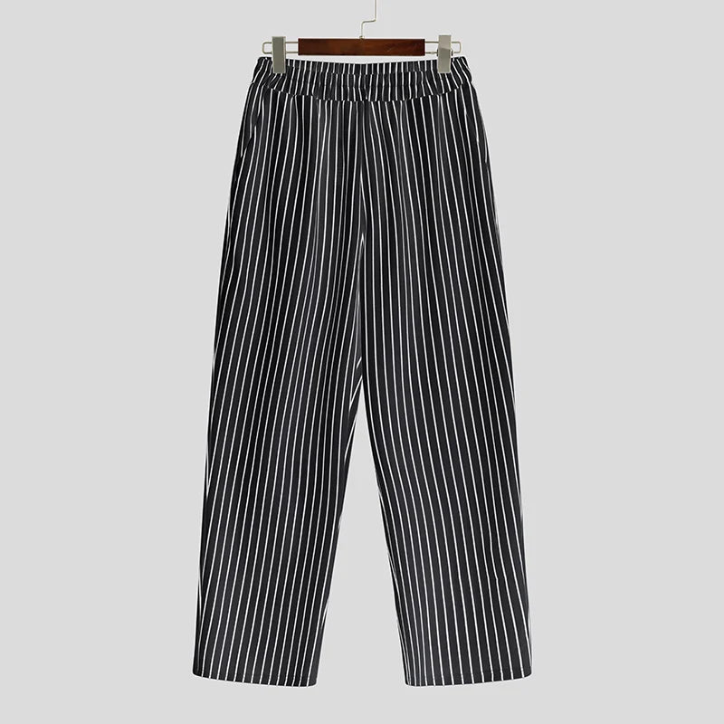 AIDASE  -  Men Striped Pants Elastic Waist Joggers Loose Casual Trousers Men Streetwear 2025 Fashion Male Straight Long Pants S-5XL aidase-shop