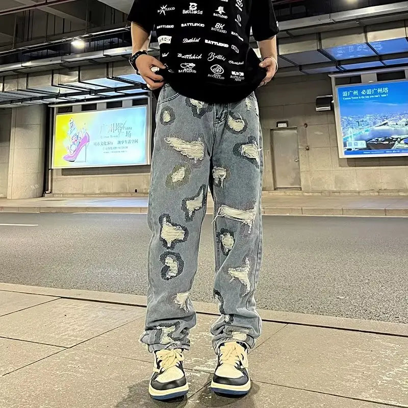 Aidase Autumn Men Jeans Pants Denim Black Cargo Skinny Hip Hop Cross Straight Harajuku Trousers aidase-shop