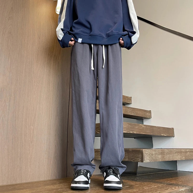 Aidase Men's Pants Retro Ankle Length Casual Cotton Pant Male Elastic Waist Loose Pant Man aidase-shop