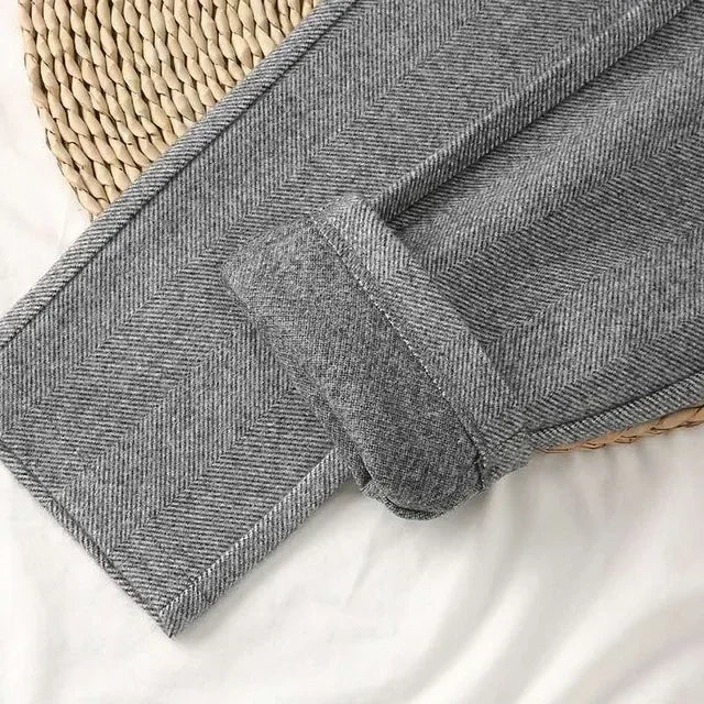 Aidase Woolen Pants Women's Harem Pencil Pants Autumn Winter High Waisted Casual Suit Pants Office Lady Women Trousers aidase-shop