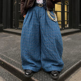 AIDASE  -  Men Pants Plaid Button Joggers Loose Casual Wide Leg Trousers Men Streetwear 2025 Pleated Oversize Fashion Long Pants aidase-shop