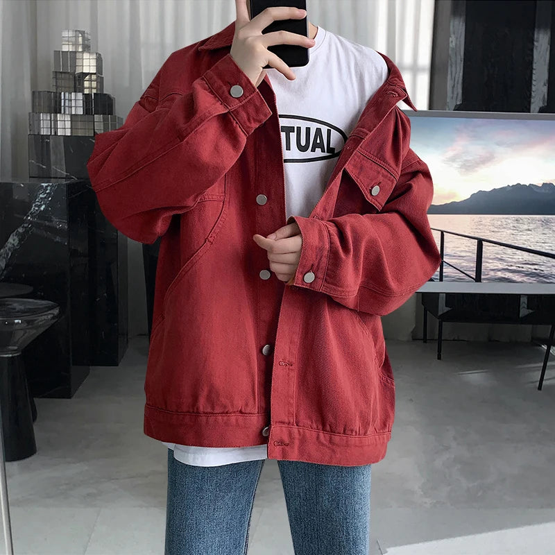 Aidase Mens Jeans Jackets And Coats Single Breasted Korean Version Slim Fit Denim Outwear M-3XL aidase-shop