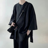 AIDASE  -  Men's New Irregular Oblique Button Short-Sleeved Shirt American Retro Fashion Trend Simple Loose Casual Breathable Men's Tops aidase-shop