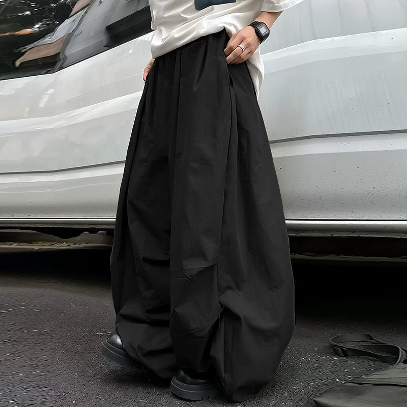 AIDASE  -  2025 Men Wide Leg Pants Joggers Elastic Waist Pleated Trousers Men Streetwear Oversize Korean Style Fashion Long Pants aidase-shop