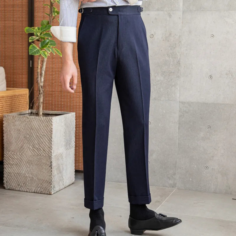 Aidase High Quality Men Blue Business Casual Pant Trousers Pant For Man Office Trouser British Social Club Outfits Pantalones Hombre aidase-shop