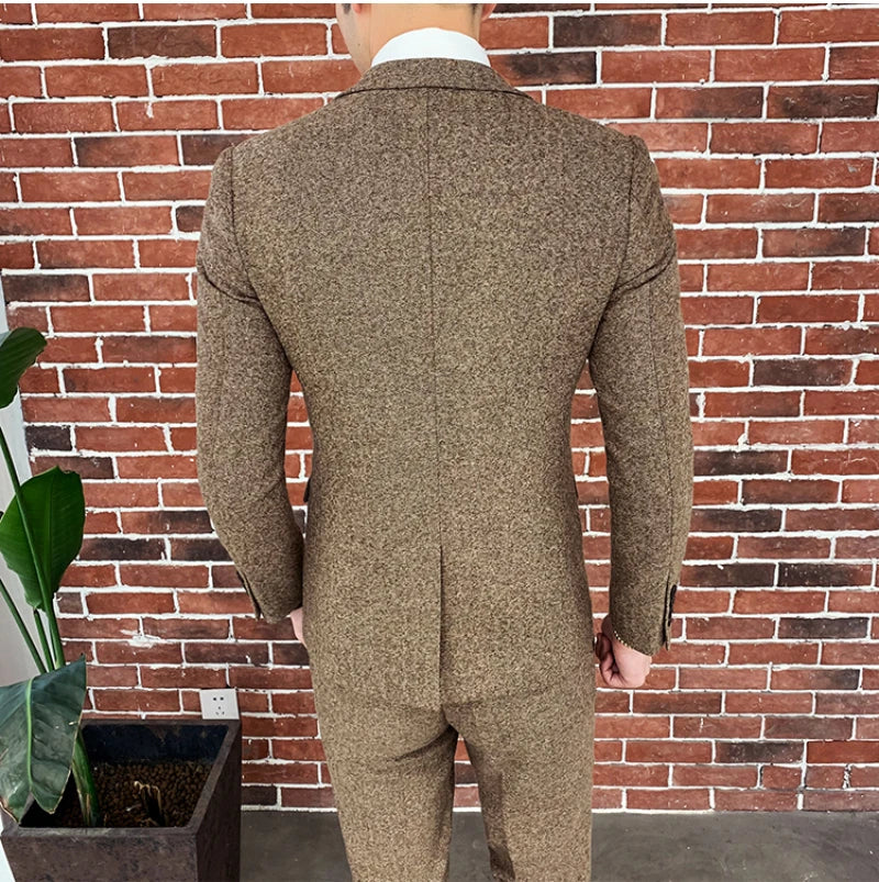 159.07Aidase High-quality (Blazer + Vest + Trousers) Men's Italian Style Elegant Fashion Simple Business Casual Gentleman Three-piece Suit aidase-shop