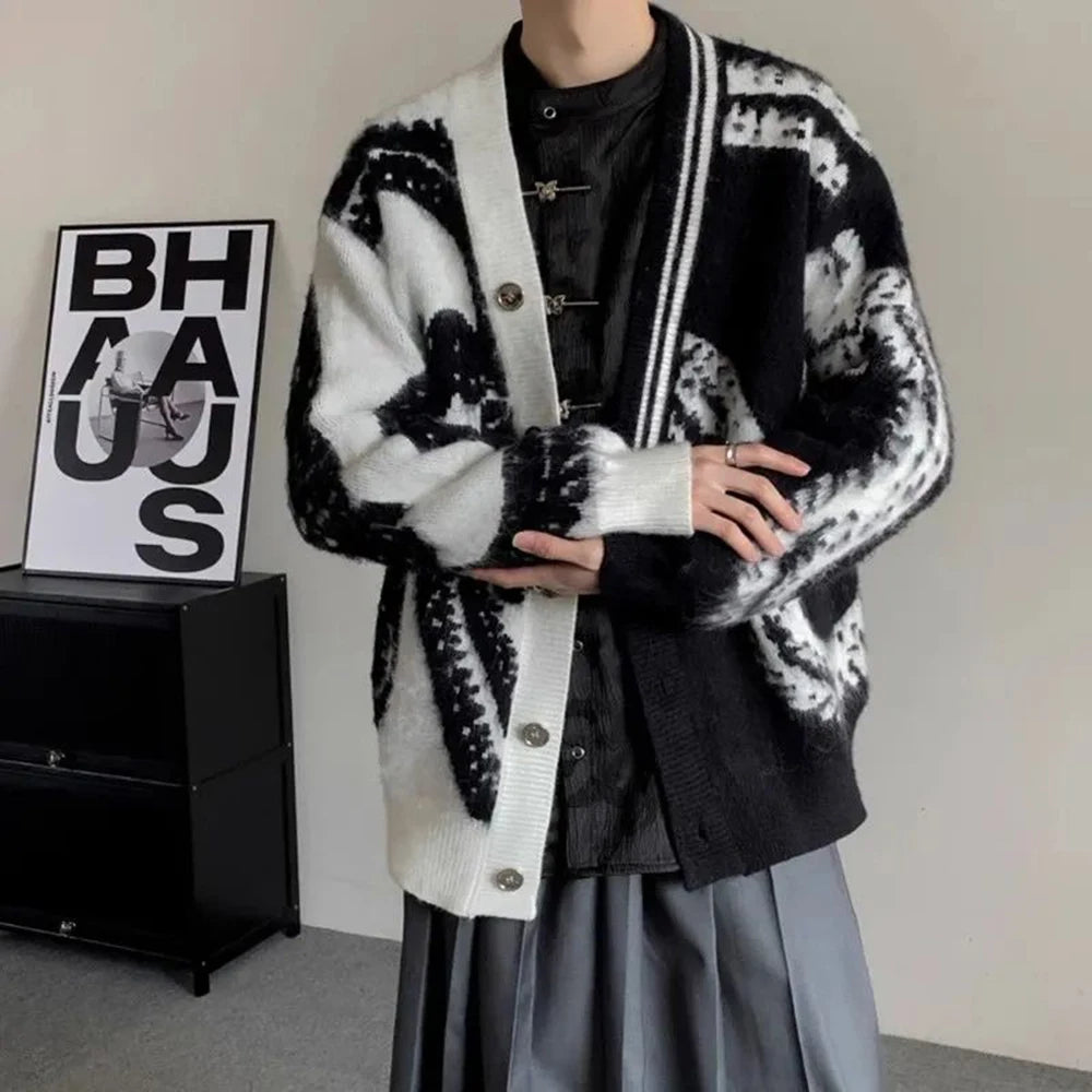 AIDASE  -  Mens Sweaters Hawaiian Vintage Tie Dye Contrasting Knitwear Winter Unisex Trendy Streetwear Lazy Vacation Jacket Men's Clothing aidase-shop