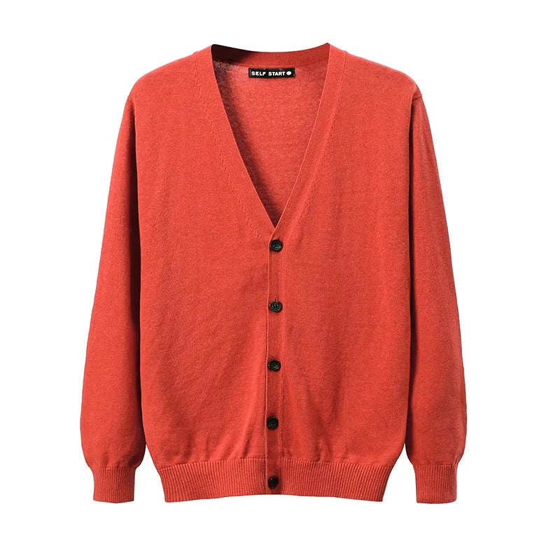AIDASE  -  M-4XL Autumn Men's Knitted Cardigan Thin V-neck Basic Elastic Slim Fit Thin Sweater Solid Color Casual Versatile Coat aidase-shop