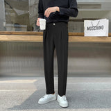 Aidase Black Suit Pants Men Slim Fashion Social Mens Dress Pants Korean Loose Casual Straight Pants Mens Office Formal Trousers M-3XL aidase-shop