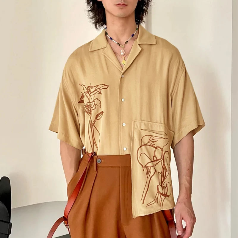 AIDASE  -  Men Shirt Summer Printing Vacation Oversize Lapel Short Sleeve Men Clothing Streetwear 2025 Fashion Casual Tops Men aidase-shop