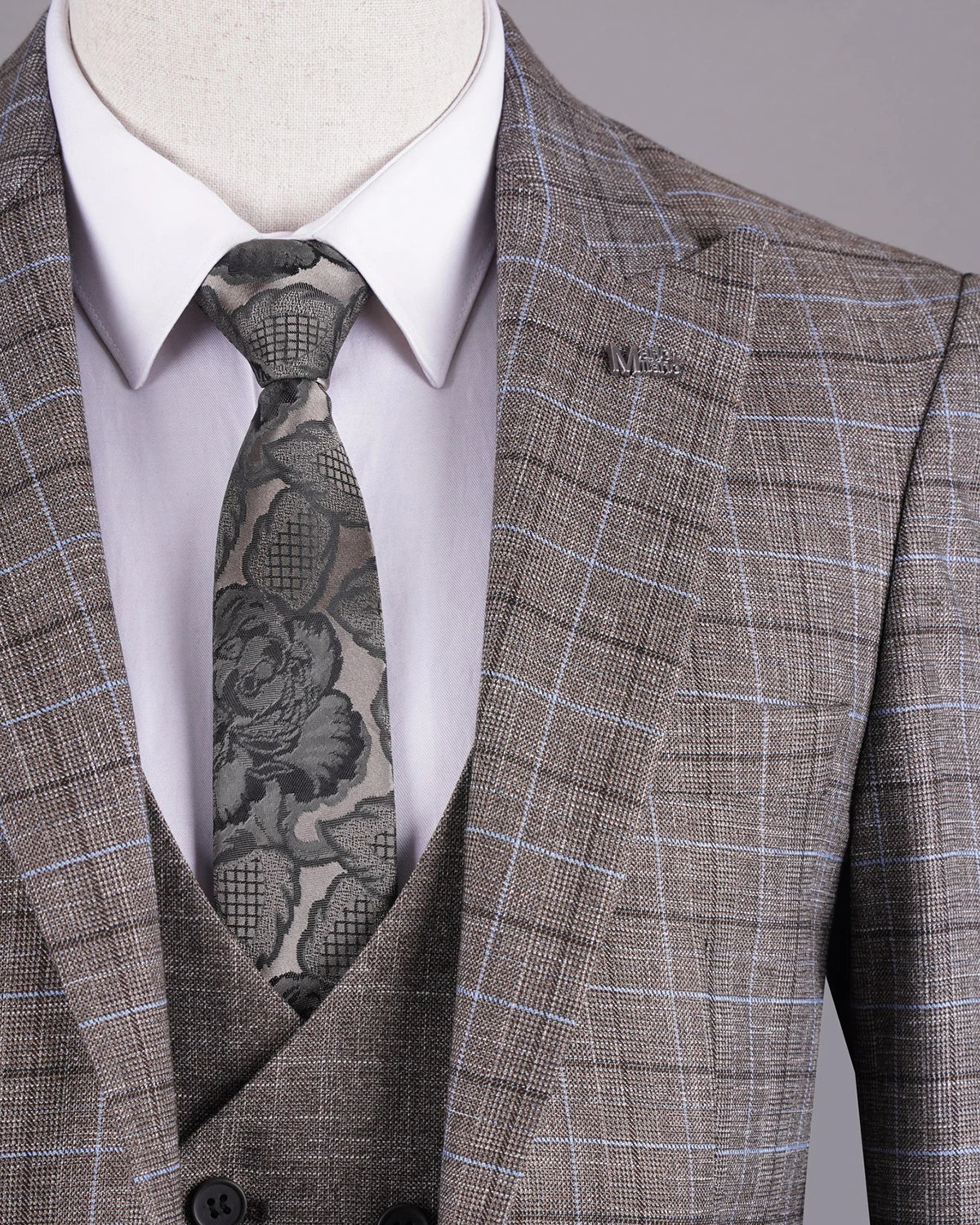 Aidase Light Gray Men's Suit 3 Pieces Blazer Pants One Button Peaked Lapel Plaid Wedding Slim Fit Groom Formal Tailored Costume Homme aidase-shop