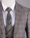 Aidase Light Gray Men's Suit 3 Pieces Blazer Pants One Button Peaked Lapel Plaid Wedding Slim Fit Groom Formal Tailored Costume Homme aidase-shop