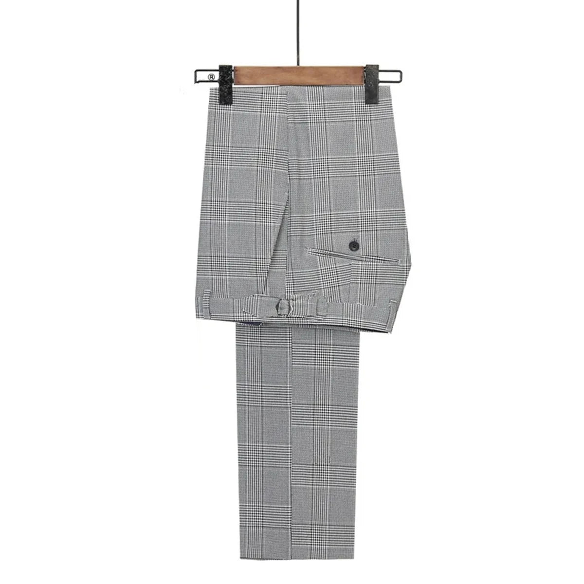 Aidase Gray Check Mens Wedding Tuxedos Double Breasted Slim Fit  Pants Suits Formal Party  Groom Wear 2 Pieces aidase-shop