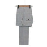 Aidase Gray Check Mens Wedding Tuxedos Double Breasted Slim Fit  Pants Suits Formal Party  Groom Wear 2 Pieces aidase-shop