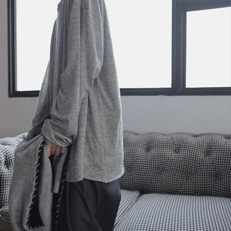 AIDASE  -  ropa hombre Men's Casual Long Sleeve T Shirt O-neck Solid Color Breathable Men Streetwear Soft Clothing Fashion Male Shirts Tops aidase-shop