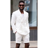 Aidase Summer Solid Color Custom Made Peak Lapel Men Suit 2 Pieces Wedding Bridegroom ( Jacket + Short Pants  ) aidase-shop