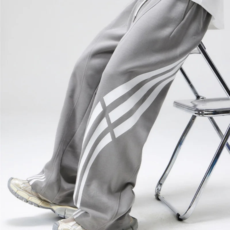 Aidase Cotton Straight Leg Sweatpants Men's Loose Drape Side Stacked Athletic Casual Pants Irregularly  Soft Breathable Simple Sport aidase-shop