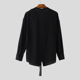 AIDASE  -  Men Shirt Solid Color V Neck Long Sleeve Loose Casual Male Tops Streetwear Korean Style Shirts 2025 Fashion Men Clothing aidase-shop