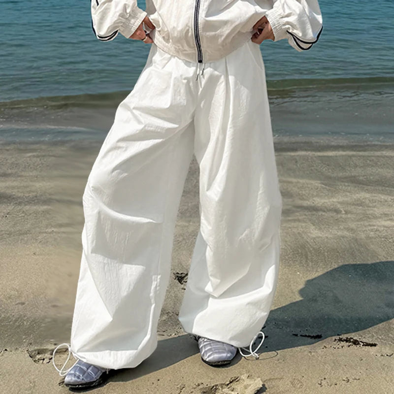 AIDASE  -  Men Cargo Pants Solid Color Drawstring Joggers Loose Casual Trousers Men Streetwear 2025 Fashion Male Long Pants S-5XL aidase-shop