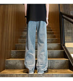 AIDASE  -  Niche Men's Jeans Pocket Reverse Straight-leg Design Male Denim Long Pants 2025 New Fashion Solid Color Trousers 21E6850 aidase-shop