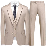 Aidase Fashion New Men Leisure Boutique Business Plaid Striped Suit Vest Pants 3 Pcs Set Casual Dress Blazers Jacket Coat Trosers aidase-shop