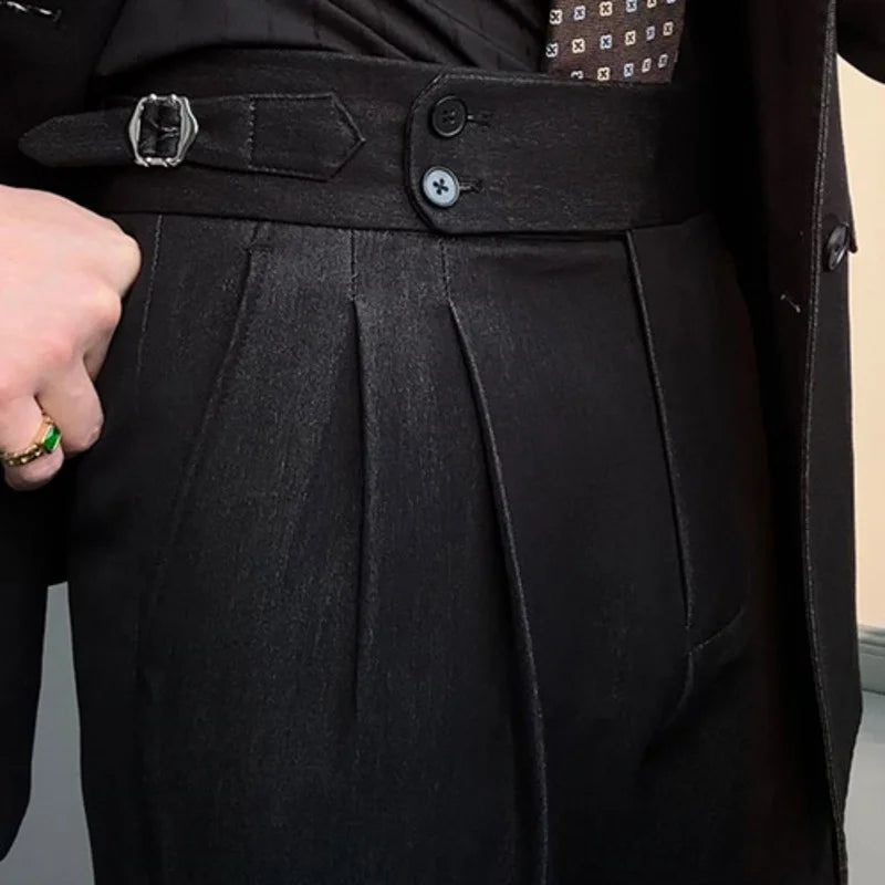 88.33Aidase Italian High Waist Pant Dress Pant Men Black Pantalon Homme Business Versatile Draped Trousers Gentlemen Office Trousers Men aidase-shop