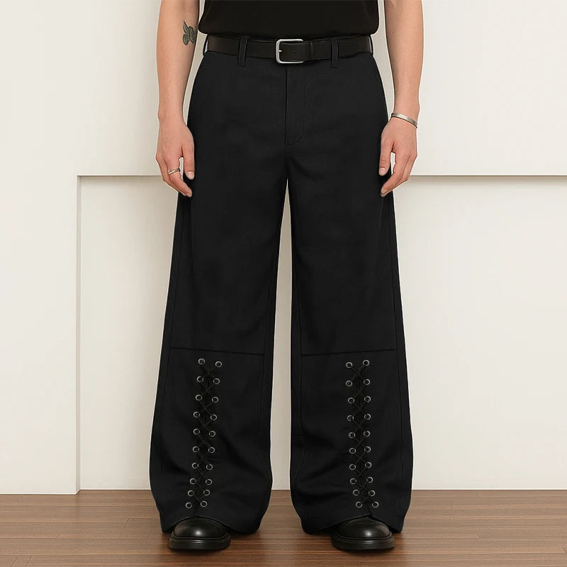AIDASE  -  Men Pants Solid Color Button Lace Up Loose Casual Trousers Men Streetwear Joggers 2025 Fashion Leisure Male Long Pants aidase-shop